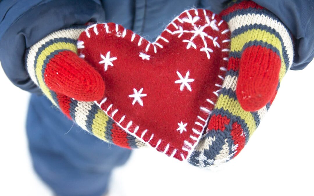 Christmas heart in mittens