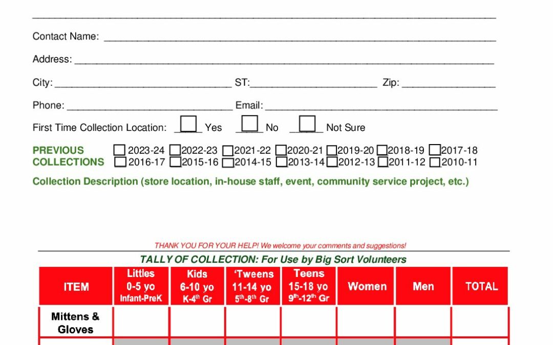 S15 Community Collection Report Form